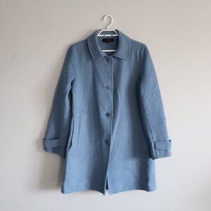 Talbots Womens Blue Sz 10 Buttoned Wool Mid-Length Collared Long Winter Pea Coat